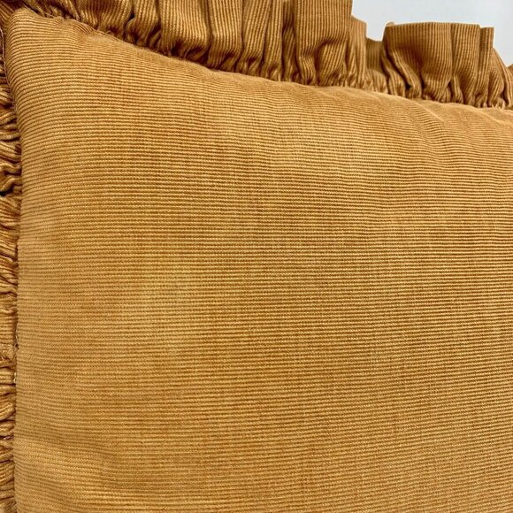 17” Hand Sewn Quilt Pillow w/ Ruffles Corduroy, Velvet - Down Fill - Granny Core - Picture 3 of 4